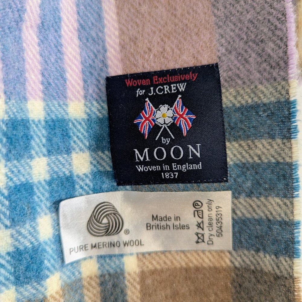UNISEX J.Crew x MOON England Pure Merino Wool Plaid Scarf ✨ - Picture 2 of 8